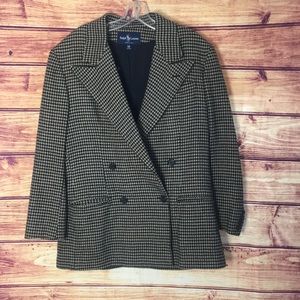 Vintage Ralph Lauren Black Houndstooth Wool Blazer